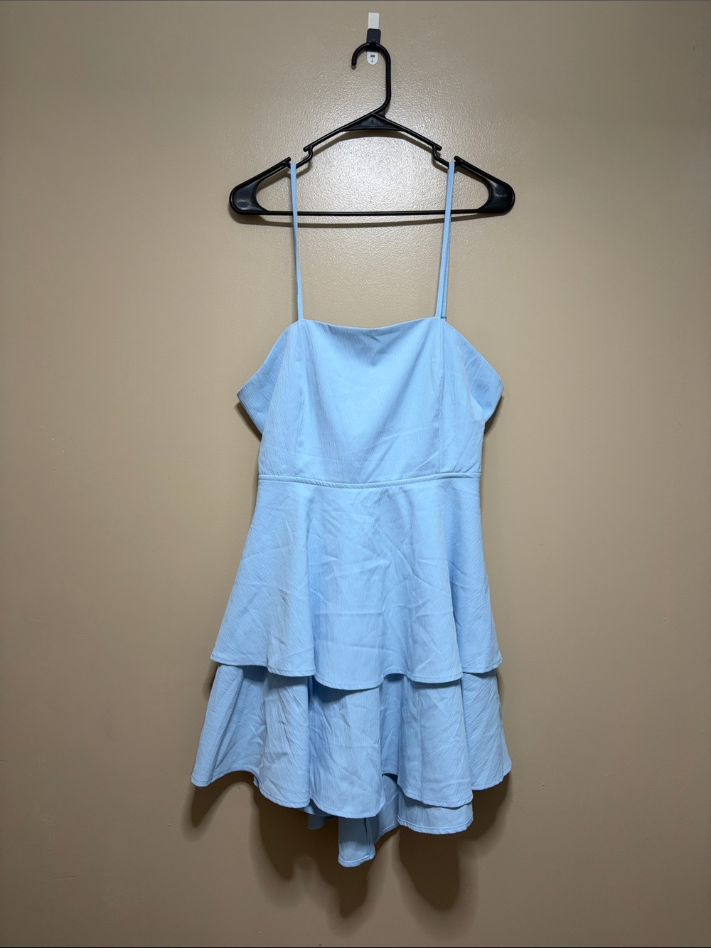 Light Blue Tiered Spaghetti-Strap Mini Dress